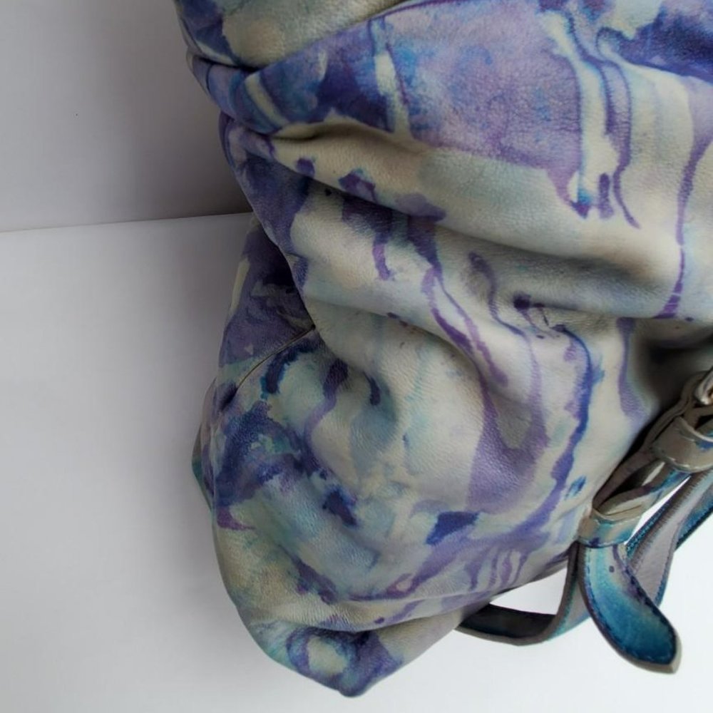 Prada Leather purse hobo tote bag tie dyed XL gray blue purple limited edition - Picture 6 of 16